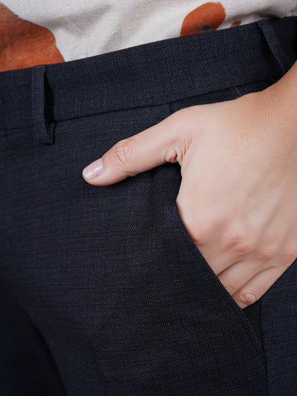 Celio* Polyester-Blend Slim Fit Black Trouser