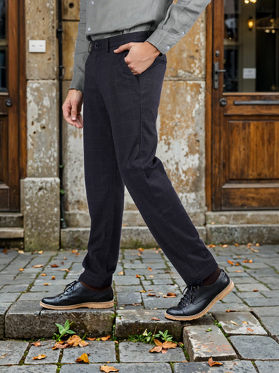 Celio* Checked Slim Fit Grey Trouser