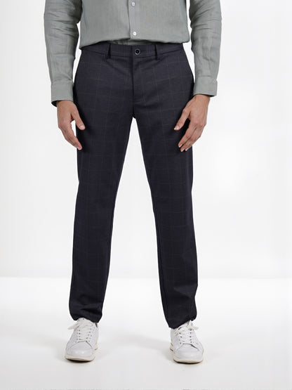 Celio* Checked Slim Fit Grey Trouser
