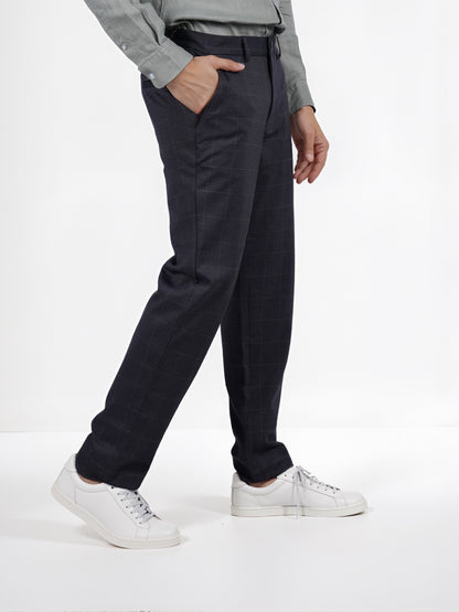 Celio* Checked Slim Fit Grey Trouser