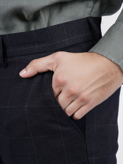 Celio* Checked Slim Fit Grey Trouser