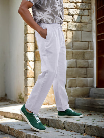 Celio* Cotton Relaxed Fit White Trouser