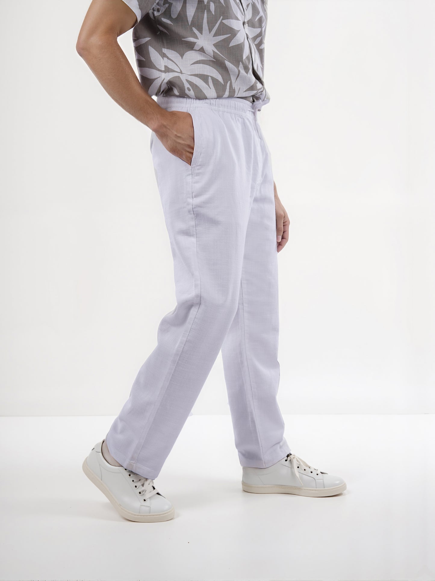 Celio* Cotton Relaxed Fit White Trouser