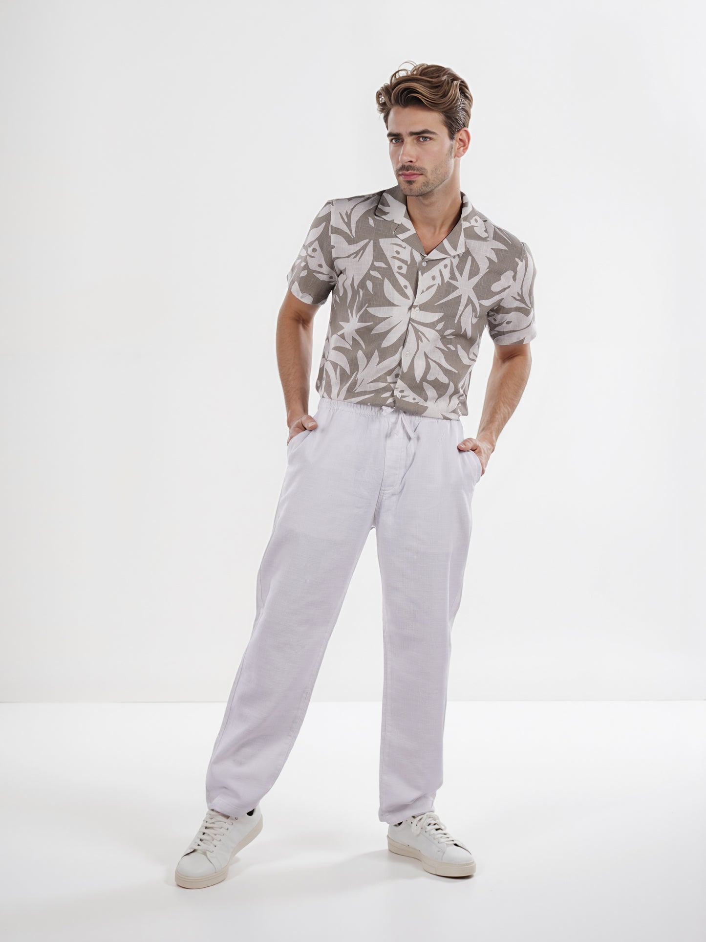 Celio* Cotton Relaxed Fit White Trouser