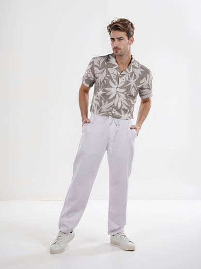Celio* Cotton Relaxed Fit White Trouser
