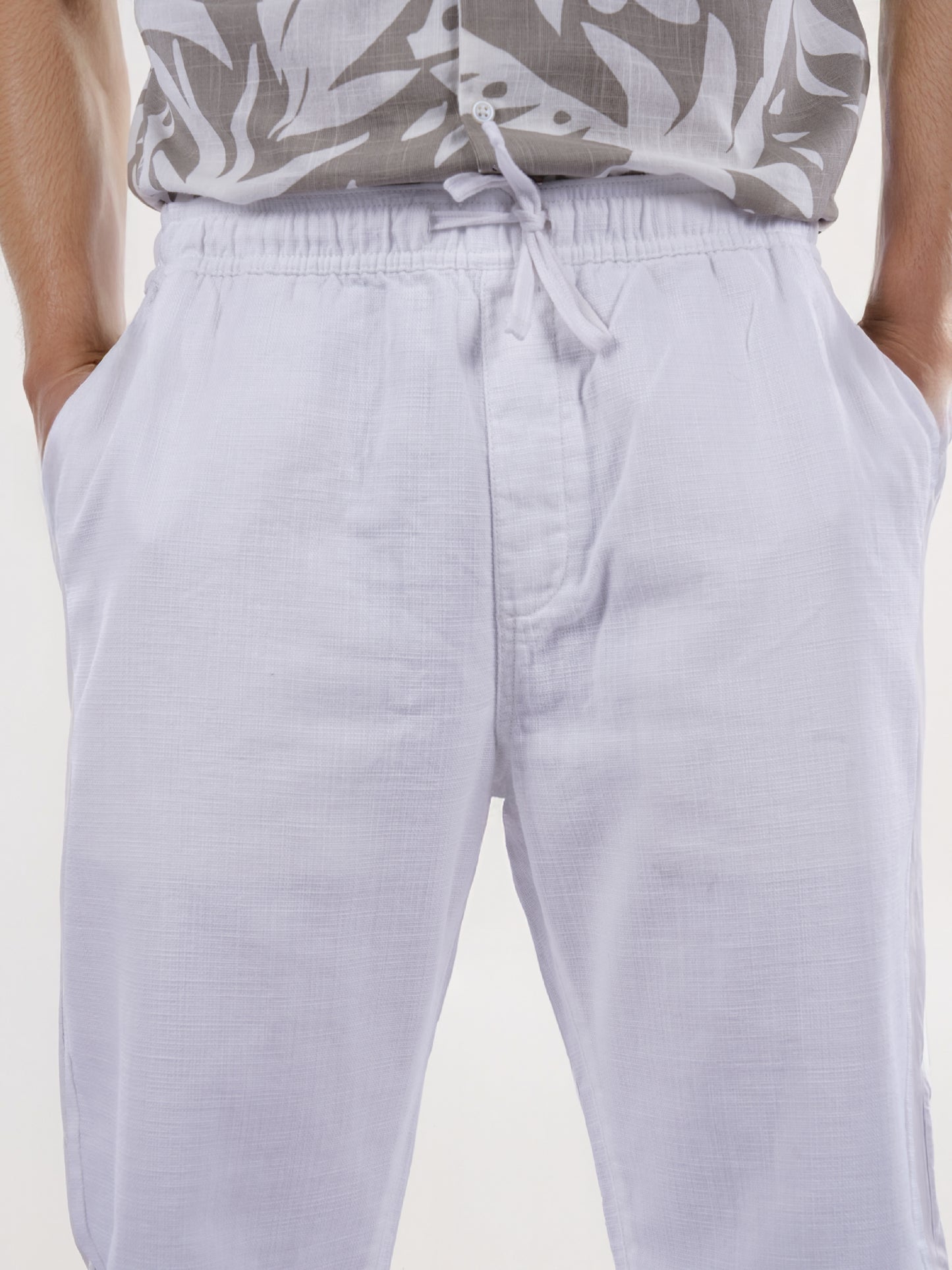 Celio* Cotton Relaxed Fit White Trouser