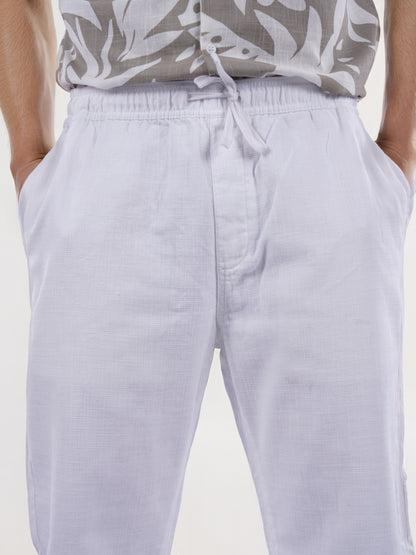 Celio* Cotton Relaxed Fit White Trouser