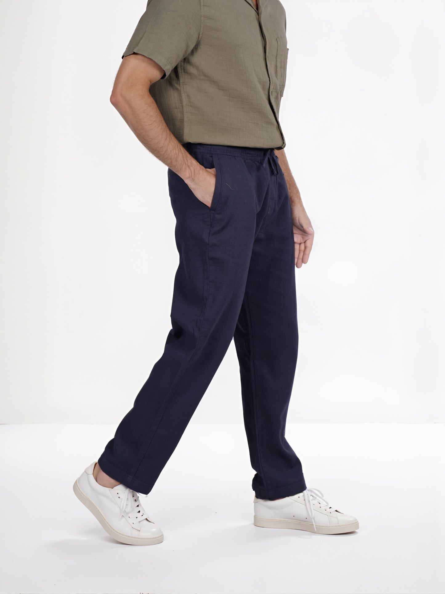 Celio* Cotton Relaxed Fit Navy Blue Trouser