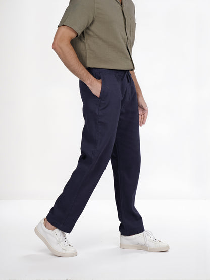 Celio* Cotton Relaxed Fit Navy Blue Trouser