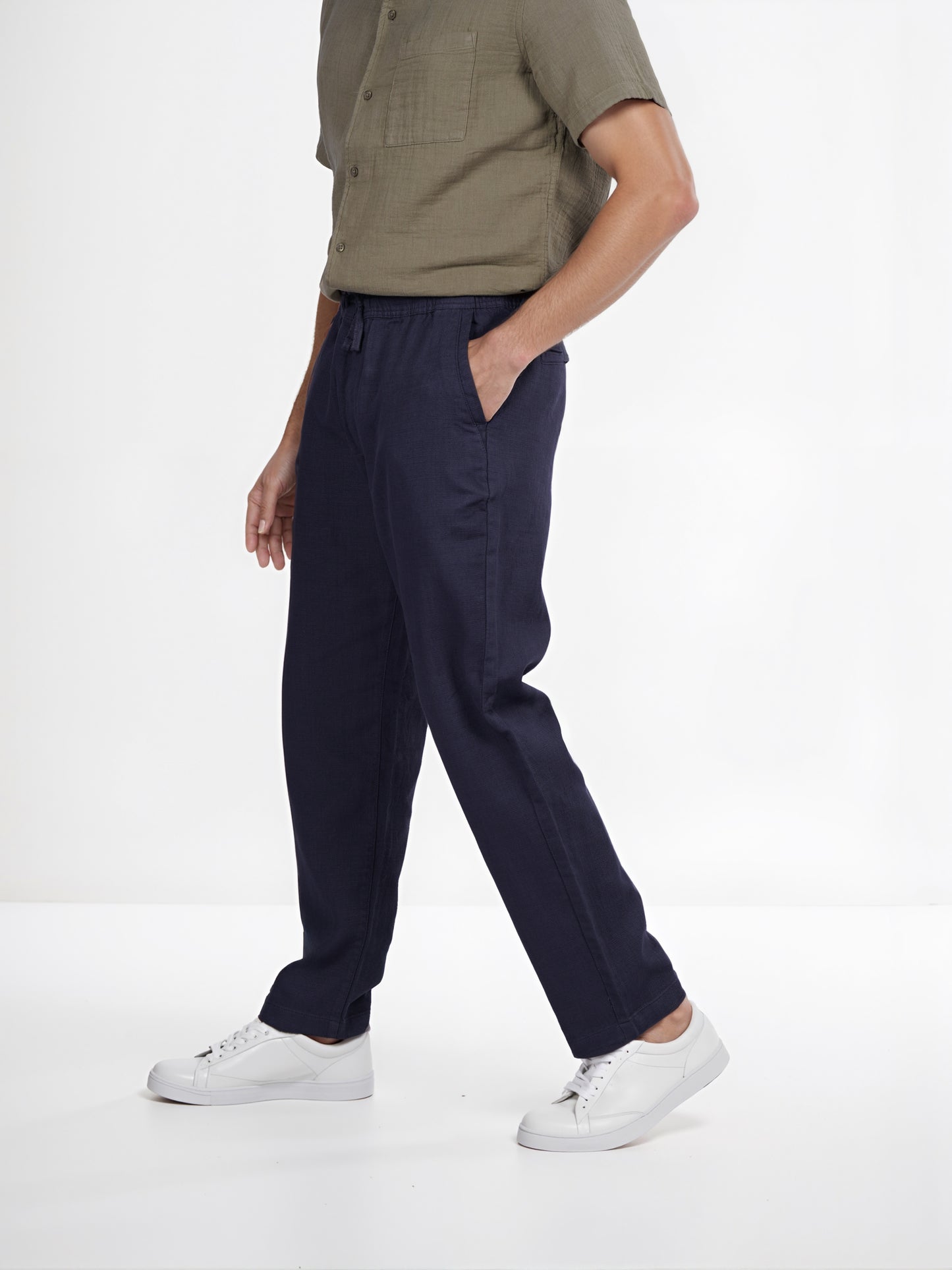 Celio* Cotton Relaxed Fit Navy Blue Trouser