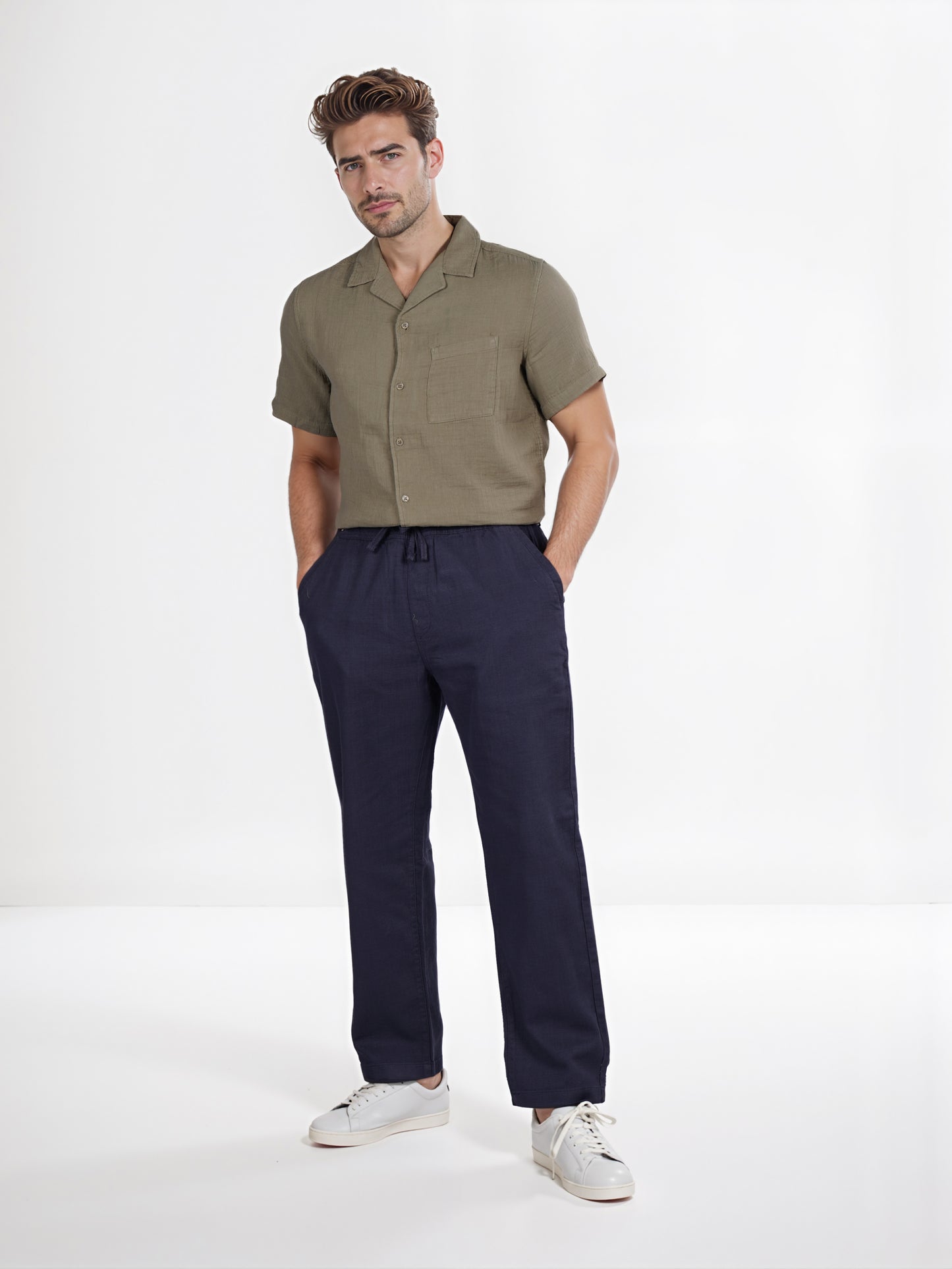 Celio* Cotton Relaxed Fit Navy Blue Trouser