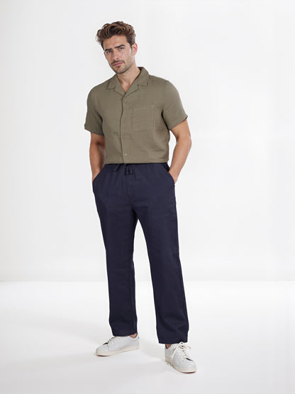 Celio* Cotton Relaxed Fit Navy Blue Trouser