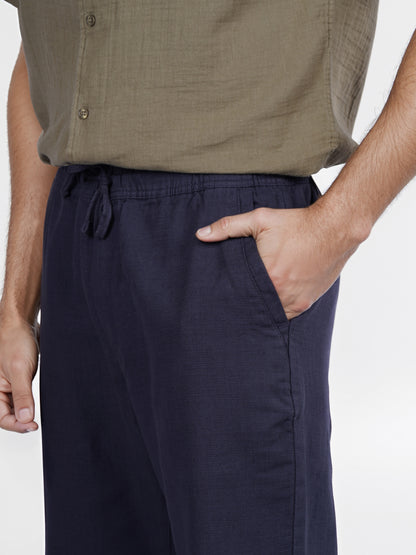 Celio* Cotton Relaxed Fit Navy Blue Trouser