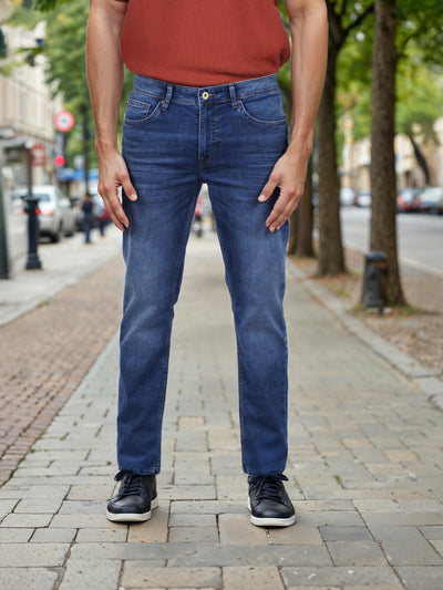 Celio* Cotton-Poly-Blend Regular Fit Blue Jean