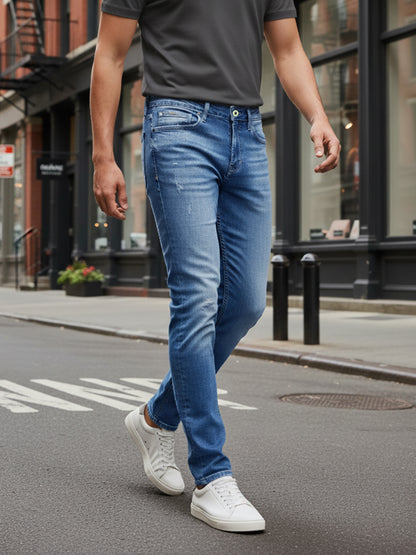 Celio* Men Blue Solid Slim Fit Cotton Jeans