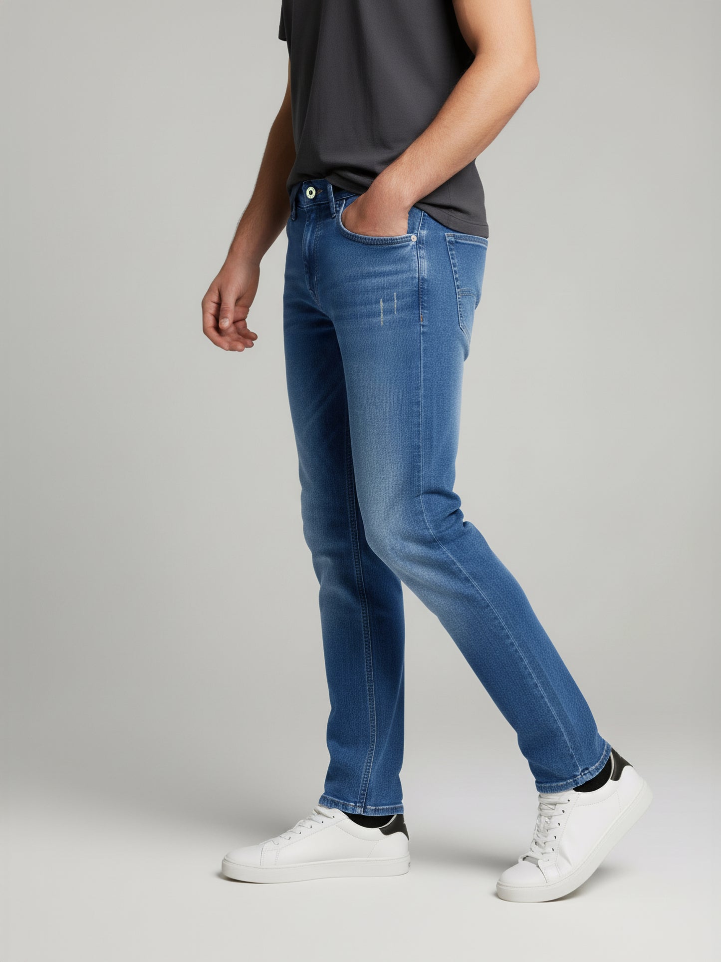 Celio* Men Blue Solid Slim Fit Cotton Jeans