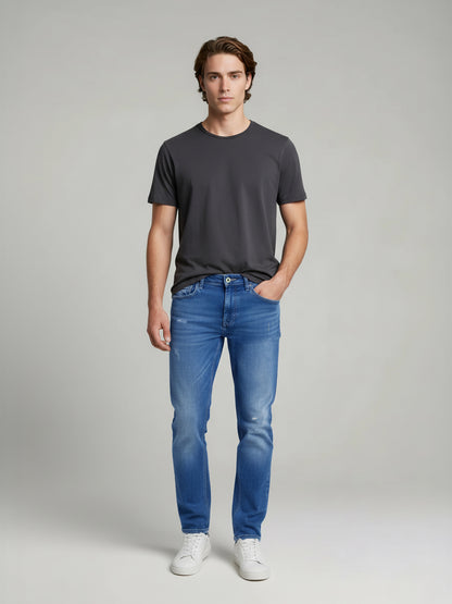 Celio* Men Blue Solid Slim Fit Cotton Jeans