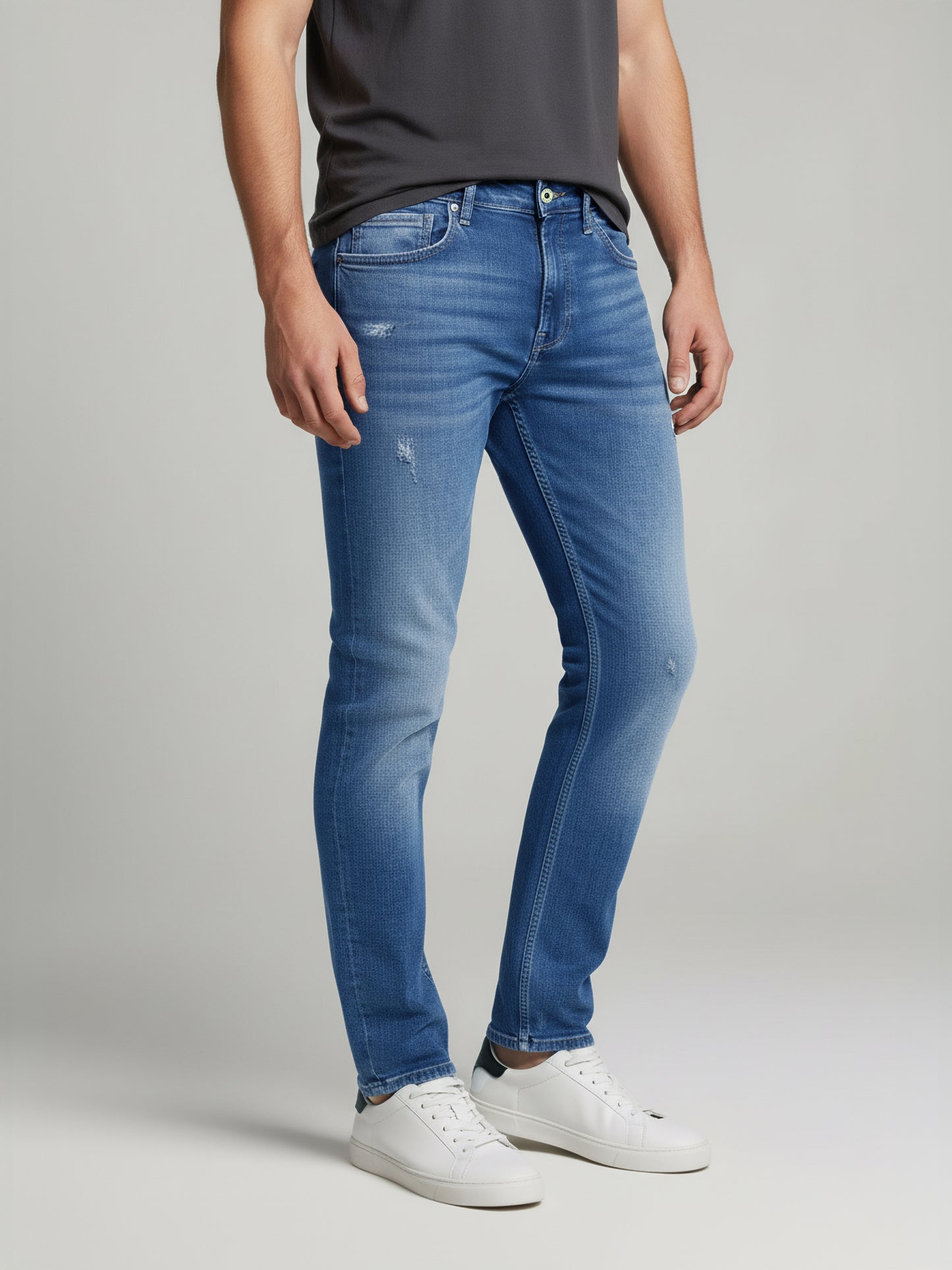 Celio* Men Blue Solid Slim Fit Cotton Jeans