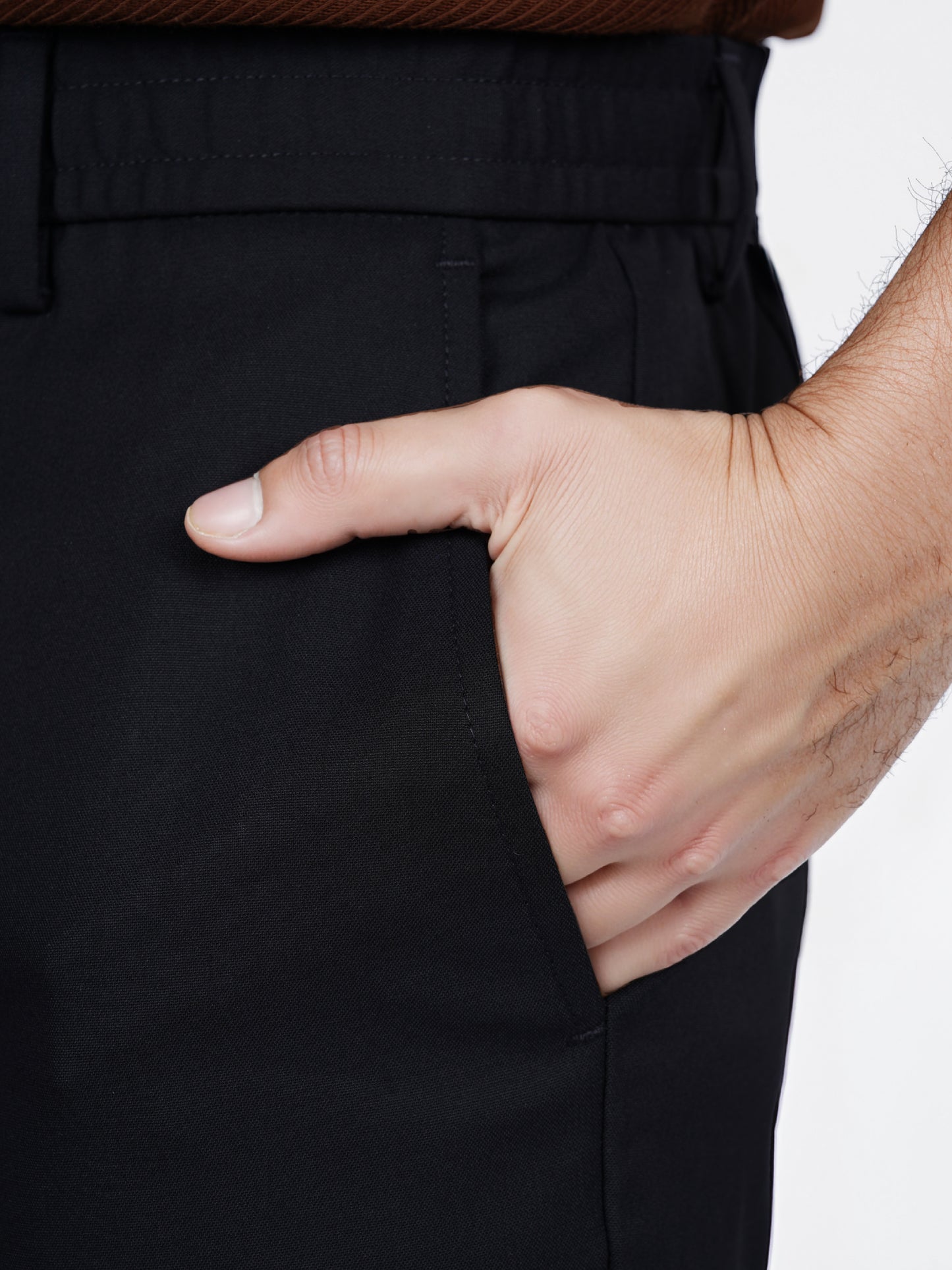 Celio* Polyester-Blend Regular Fit Black Trouser