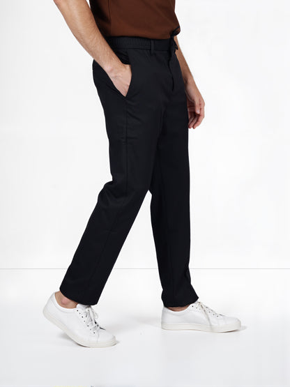 Celio* Polyester-Blend Regular Fit Black Trouser