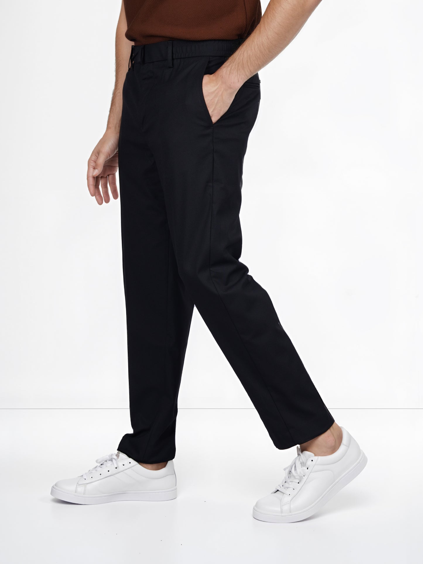 Celio* Polyester-Blend Regular Fit Black Trouser