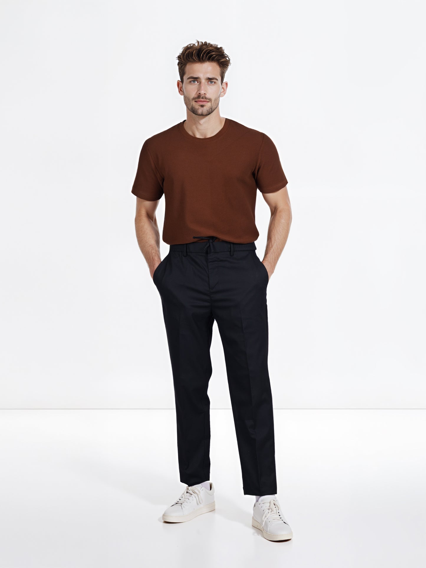 Celio* Polyester-Blend Regular Fit Black Trouser