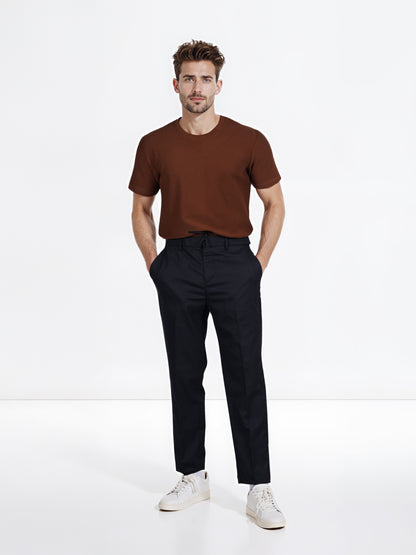 Celio* Polyester-Blend Regular Fit Black Trouser
