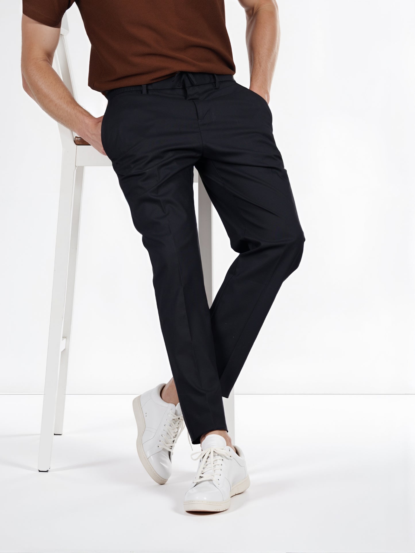 Celio* Polyester-Blend Regular Fit Black Trouser
