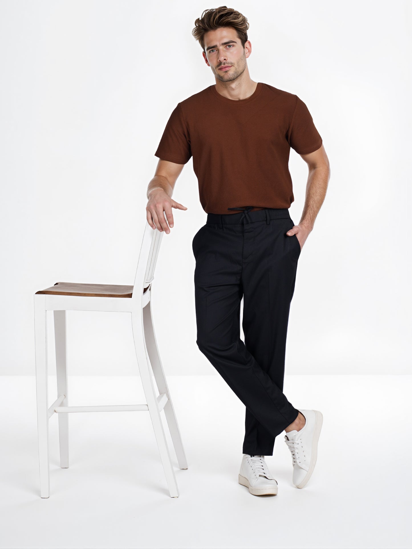 Celio* Polyester-Blend Regular Fit Black Trouser