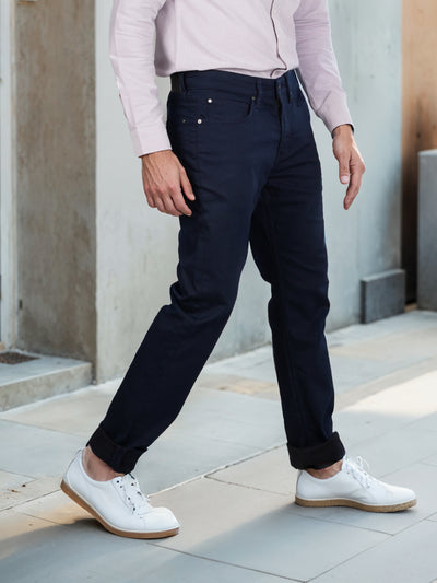 Celio* Cotton-Blend Straight Slim Fit Blue Jean