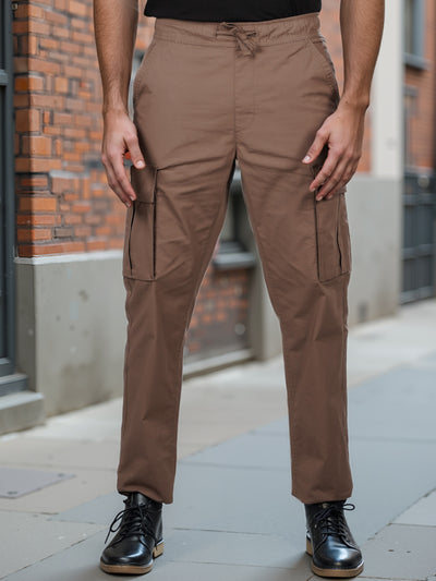 Celio* Cotton Straight Fit Brown Cargo