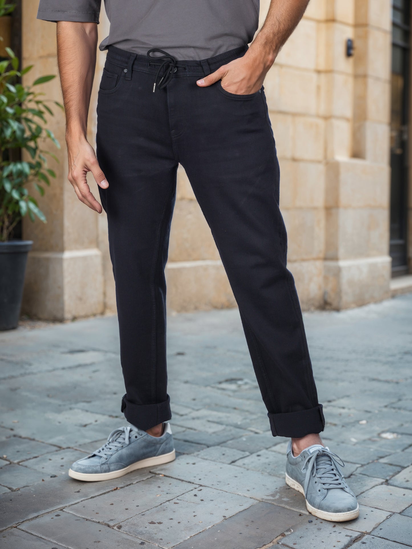 Celio* Cotton-Blend Slim Fit Black Jean