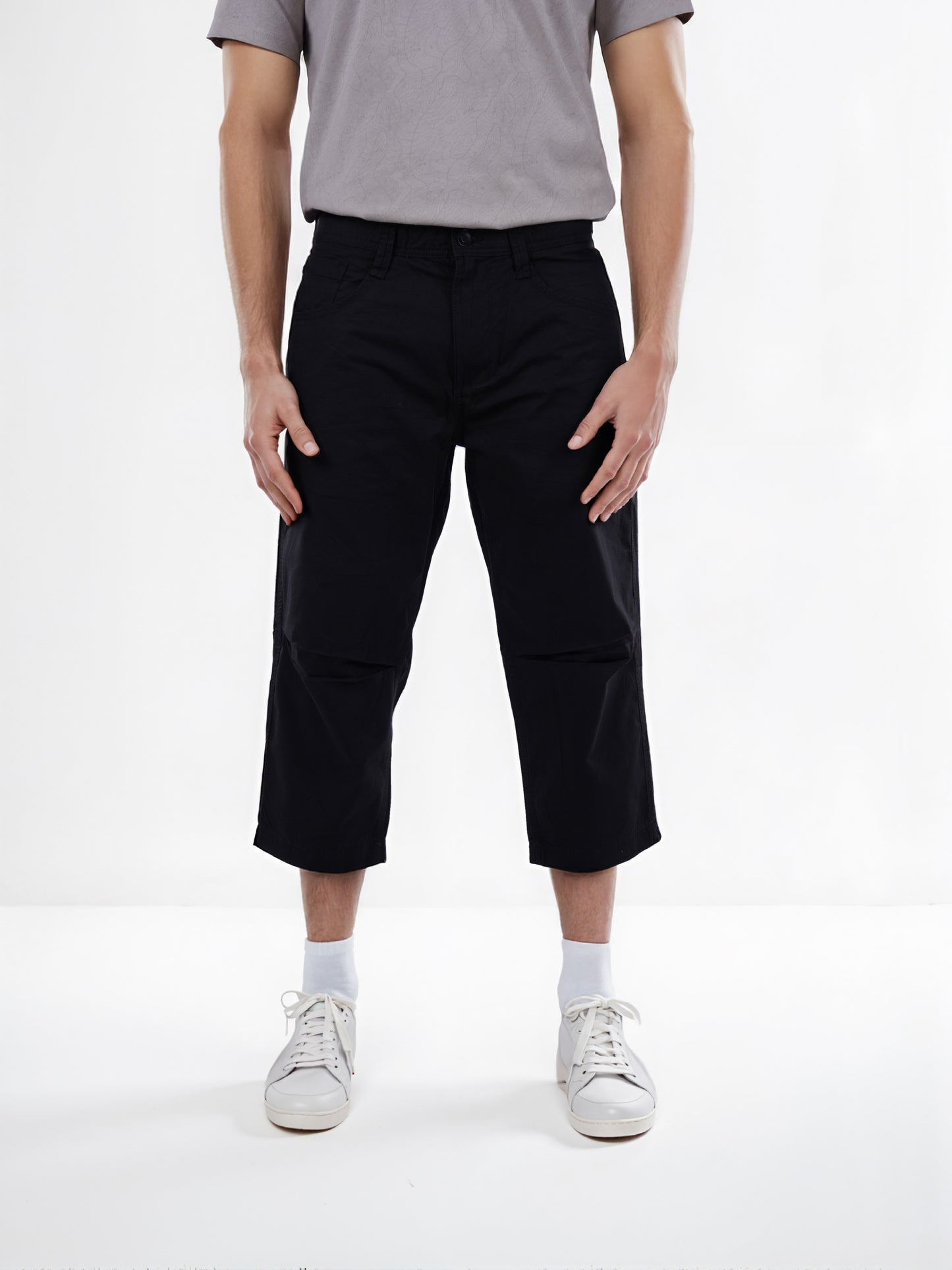 Celio* Cotton Regular Fit Black Bermuda