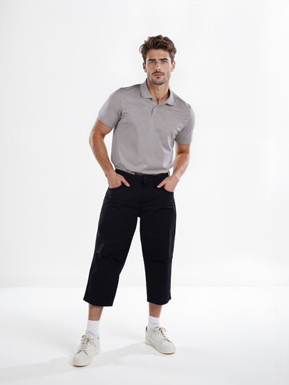 Celio* Cotton Regular Fit Black Bermuda