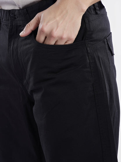 Celio* Cotton Regular Fit Black Bermuda