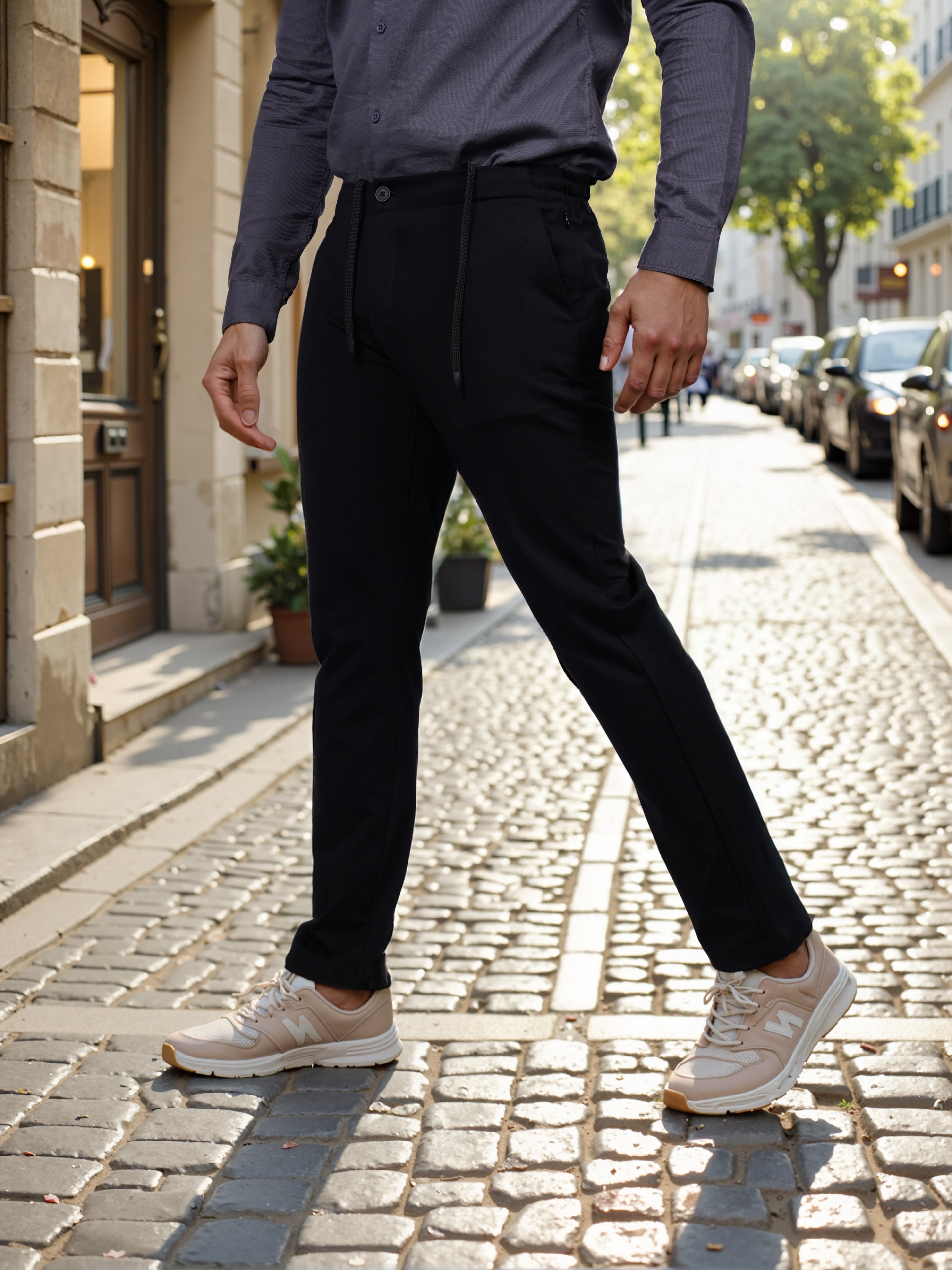 Celio* Men Black Solid Slim Fit Rayon Trouser