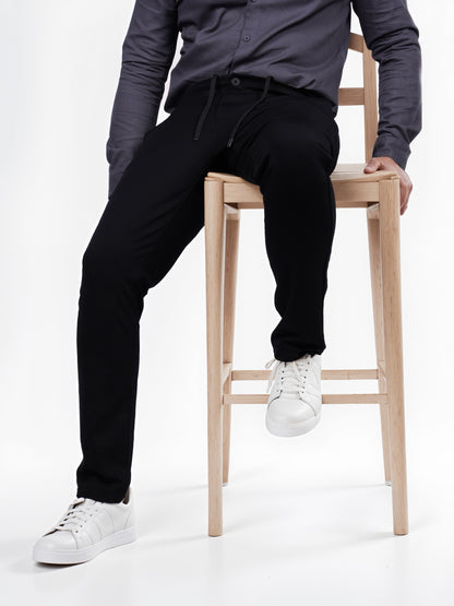 Celio* Men Black Solid Slim Fit Rayon Trouser