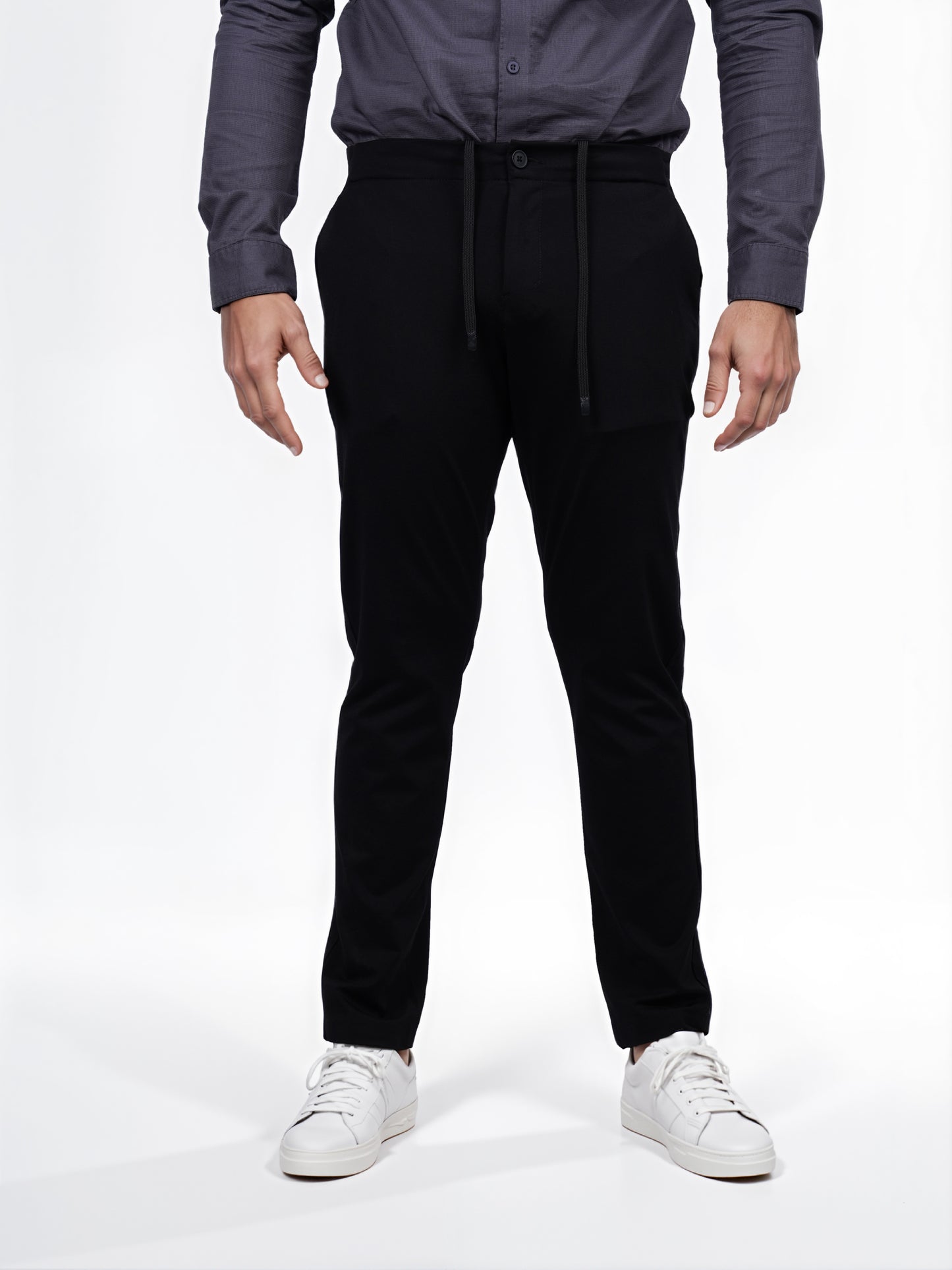 Celio* Men Black Solid Slim Fit Rayon Trouser