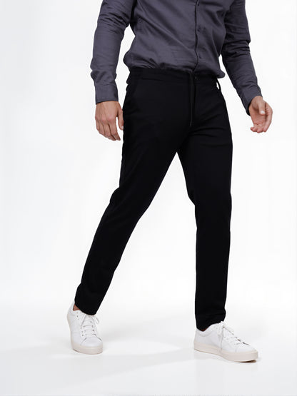 Celio* Men Black Solid Slim Fit Rayon Trouser