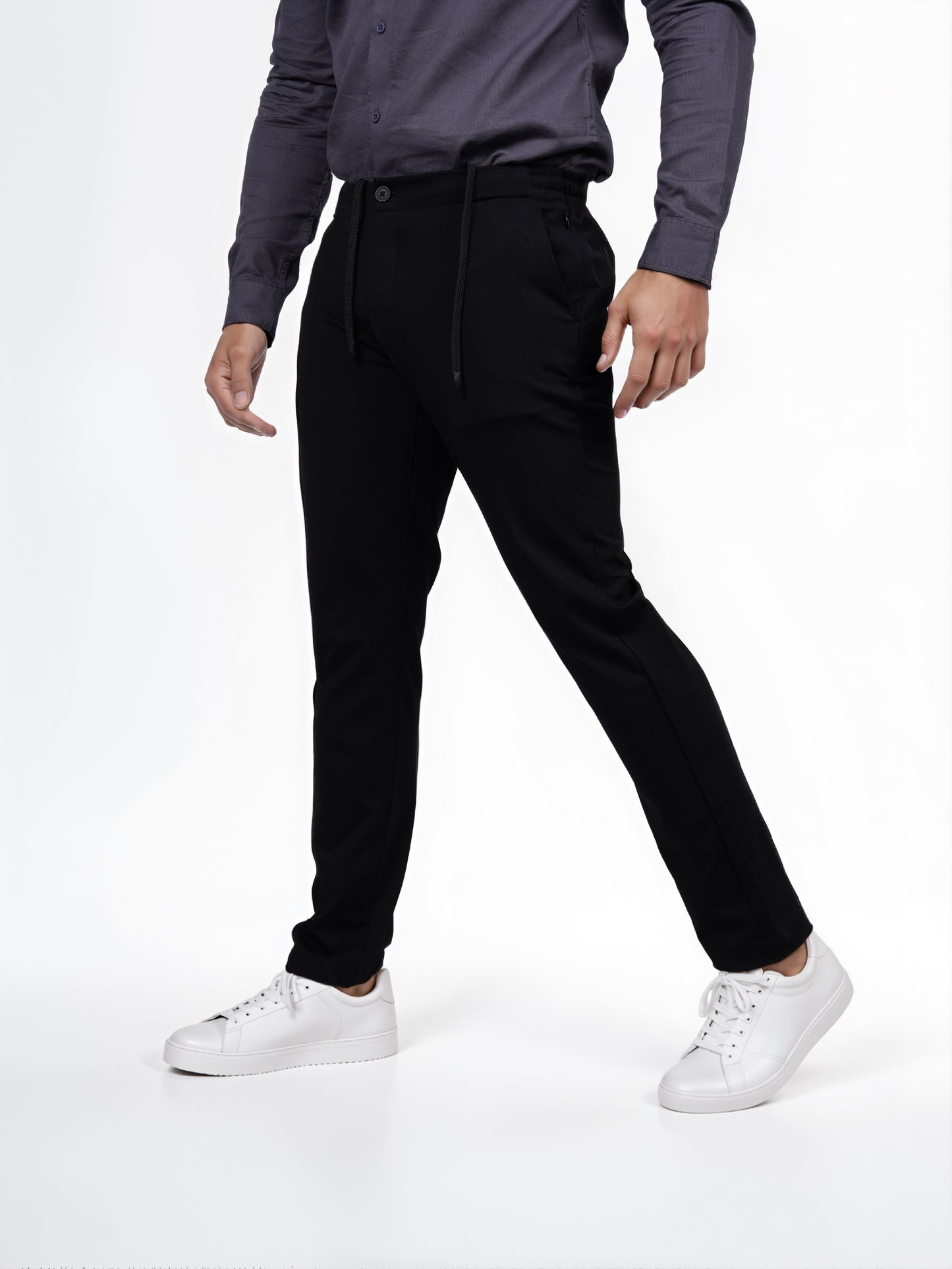 Celio* Men Black Solid Slim Fit Rayon Trouser