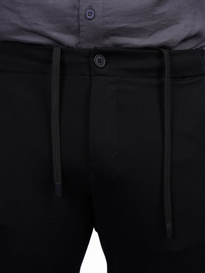 Celio* Men Black Solid Slim Fit Rayon Trouser