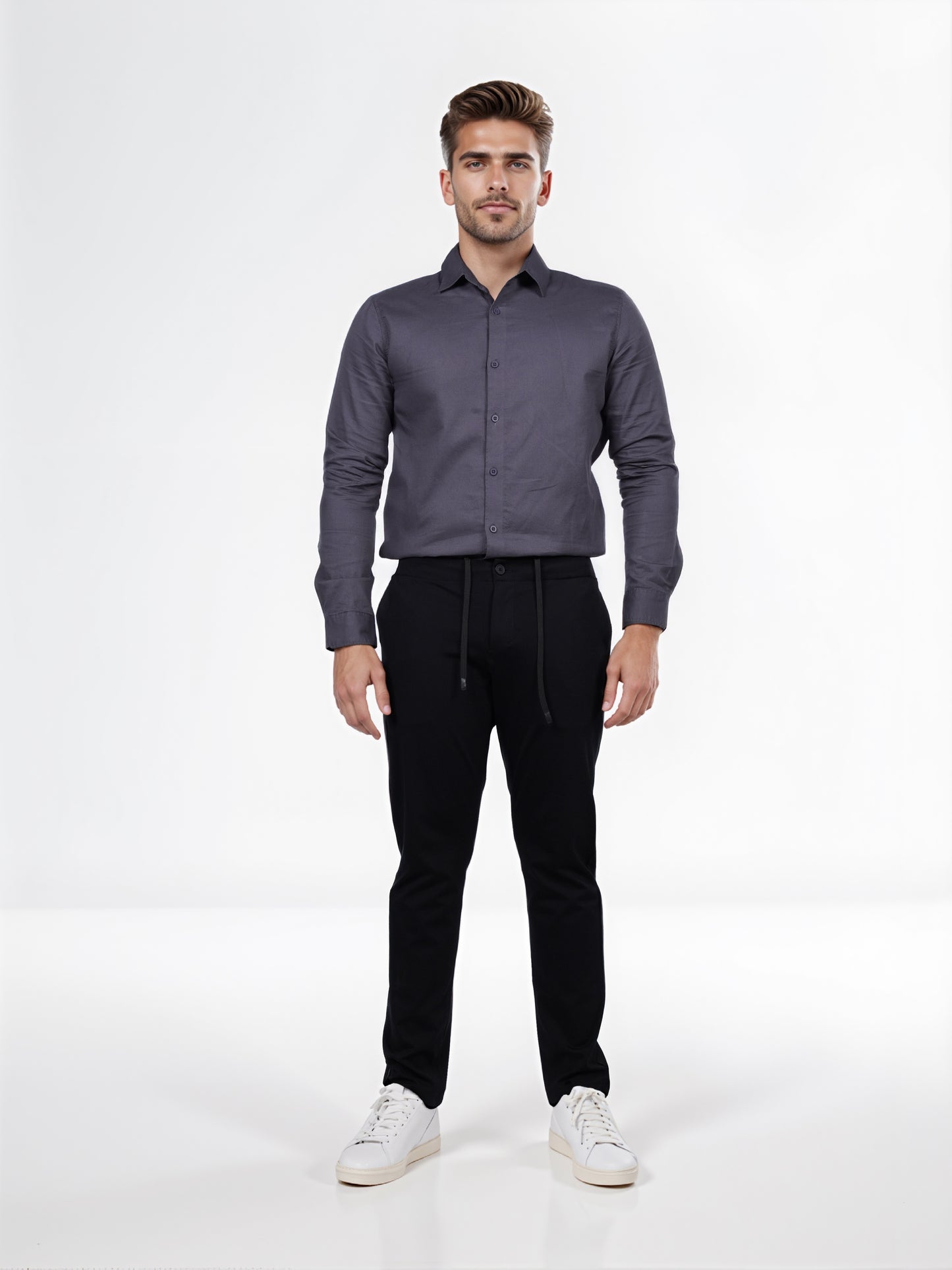 Celio* Men Black Solid Slim Fit Rayon Trouser