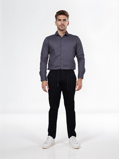 Celio* Men Black Solid Slim Fit Rayon Trouser