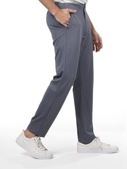 Celio* Men Grey Solid Slim Fit Rayon Trouser