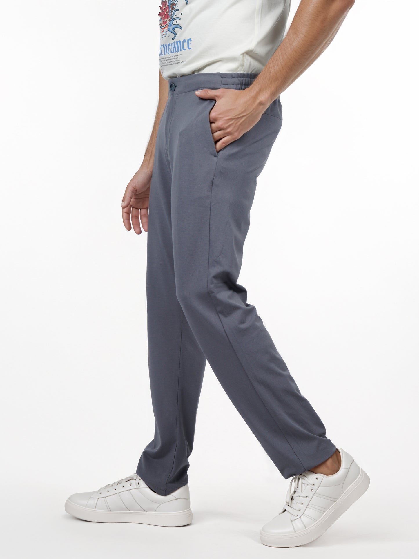 Celio* Men Grey Solid Slim Fit Rayon Trouser