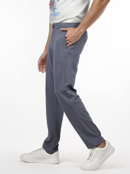 Celio* Men Grey Solid Slim Fit Rayon Trouser