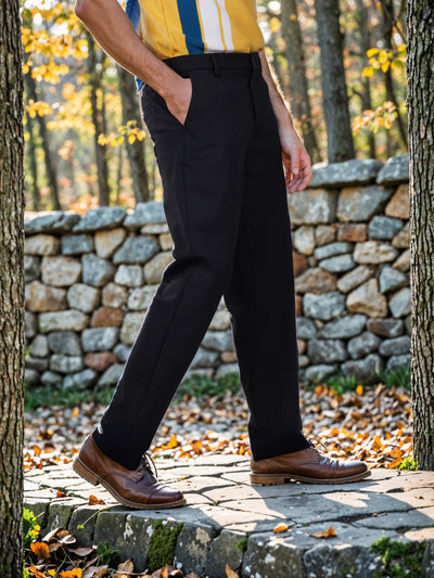 Celio* Poly-Blend Regular Fit Black Trousers