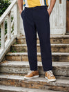 Celio* Poly-Blend Regular Fit Navy Blue Trousers
