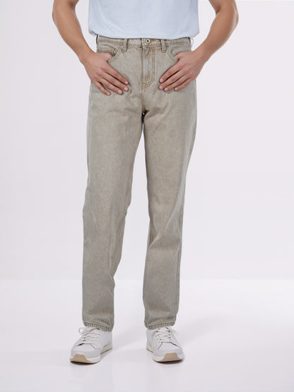 Celio* Men Brown Solid Loose Fit Cotton Jeans