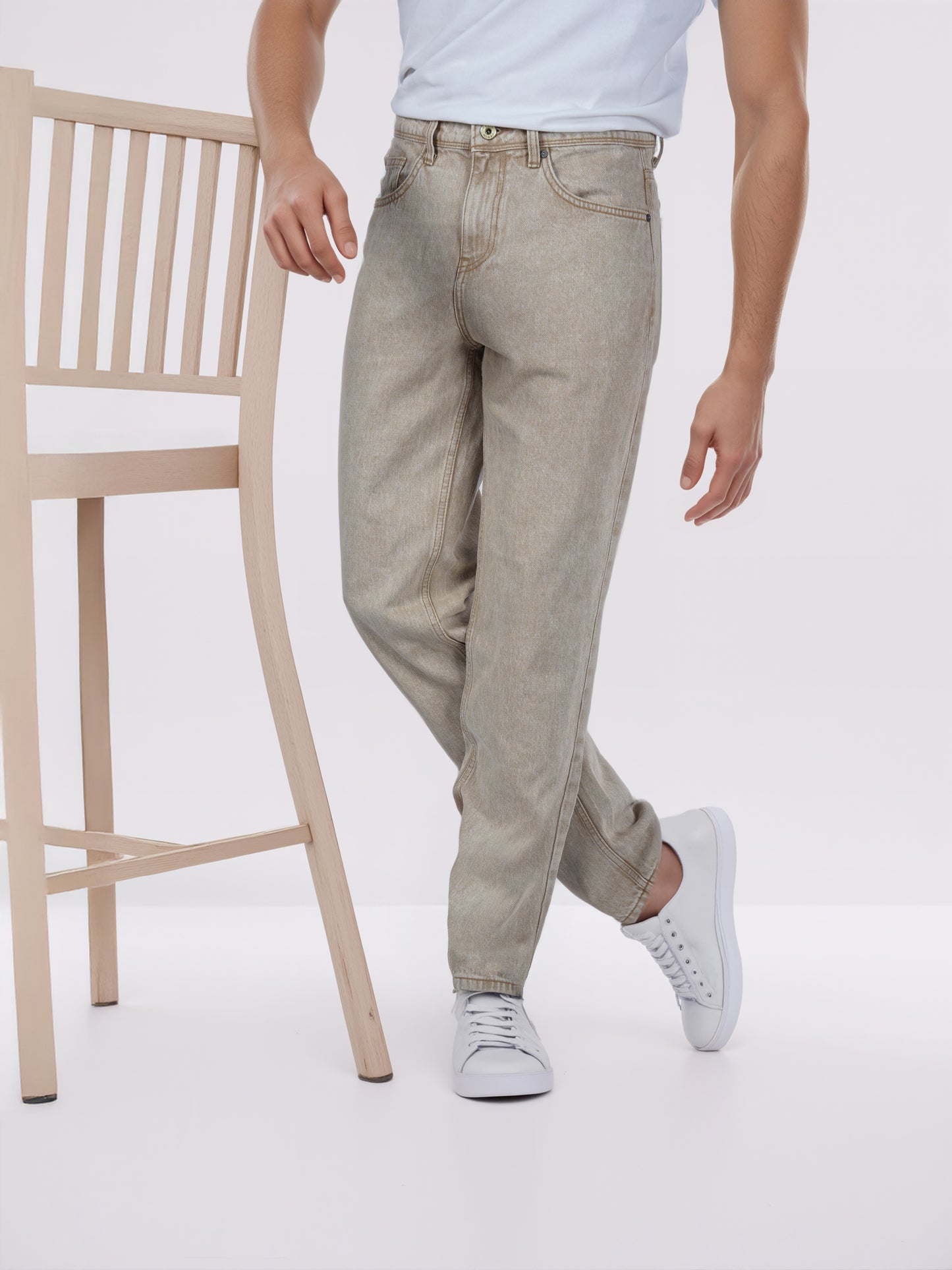 Celio* Men Brown Solid Loose Fit Cotton Jeans